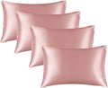 BEDELITE Satin Pillowcase for Hair and Skin, Super Soft Similar to Silk Pillow Cases 4 Pack with Envelope Closure, Cooling Pillowcases for Women Men (20"x30" Queen Size, Rose Pink)