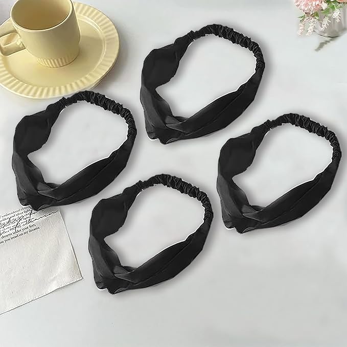 4PACK Womens Silk Headband Satin Headbands Silky Hairband Wide Head Bands Hair Wrap Fashion Hairbands Accessories