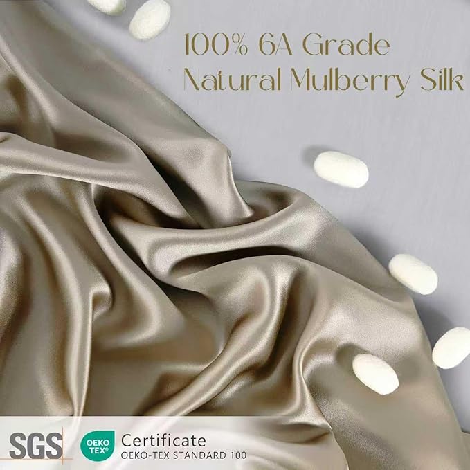 ZIMASILK 100% Pure Mulberry Silk Pillow Cases for Hair and Skin, Soft, Hypoallergenic & Smooth, Both Sides Grade 6A Silk, with Hidden Zipper, Gift for Women Men,1pc(Toddler 13''x18'',Taupe)