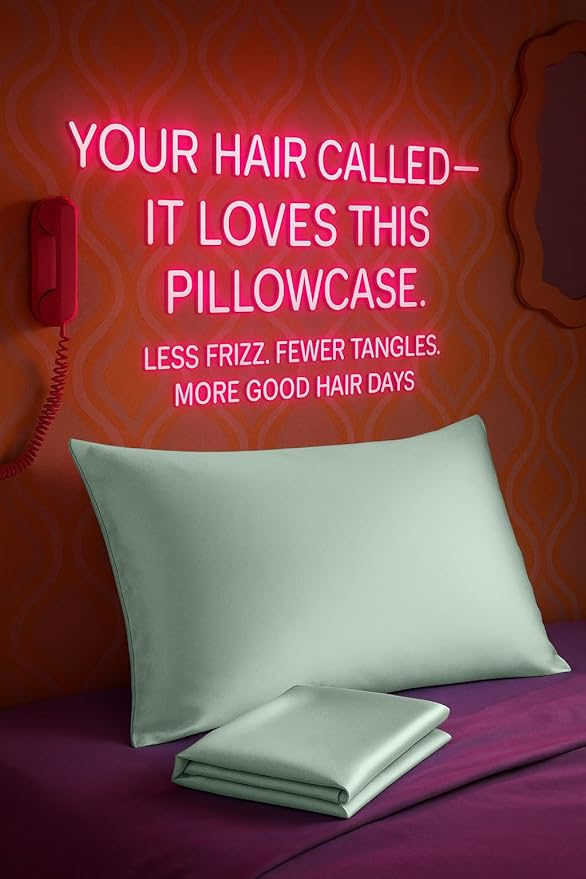 BLISSFORD Satin Pillowcase with Zipper, for Hair and Skin Care, Feels Soft and Cool Like a Silk Pillowcase, Satin Pillow Cases 2 Pack, Slik Pillow Cover, Mint - Standard Size, Set of 2
