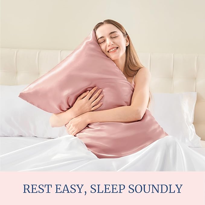 BEDELITE Satin Pillowcase for Hair and Skin, Super Soft Similar to Silk Pillow Cases 4 Pack with Envelope Closure, Cooling Pillowcases for Women Men (20"x26" Standard Size, Rose Pink)