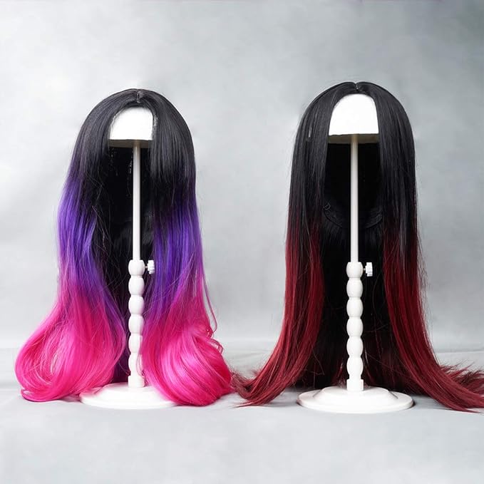 Youngther Wig Stand Adjustable Height Hat Display Portable Folding Wig Head Holders Plastic Wig Stand for Styling Wig Hair Drying Display (White)