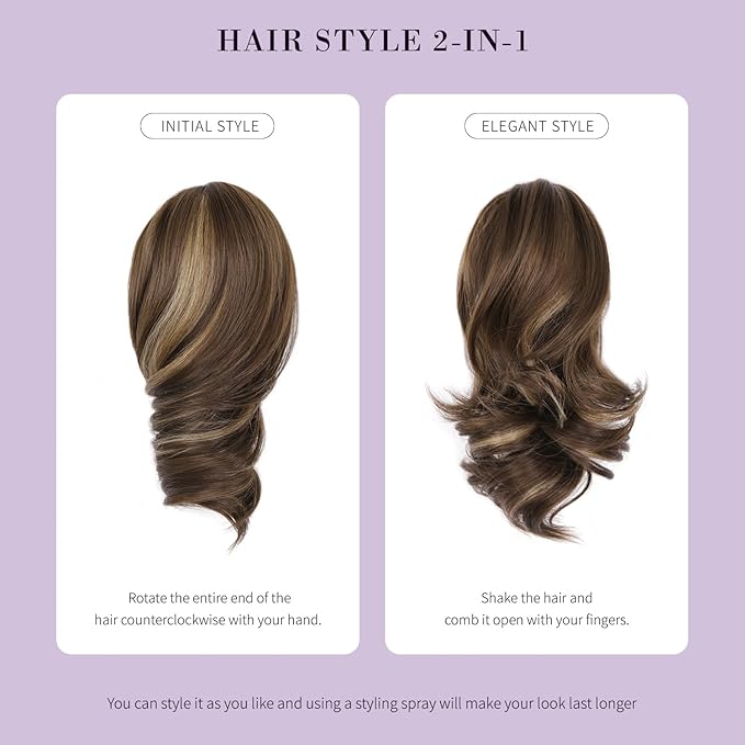 Claw Clip Ponytail Extension - 12 Inch Curly Ponytail Extension, Wavy Pony Tails Hair Extensions, Synthetic Hair Extensions Ponytail, Clip On Ponytails for Women (Color: Platinum Blonde)