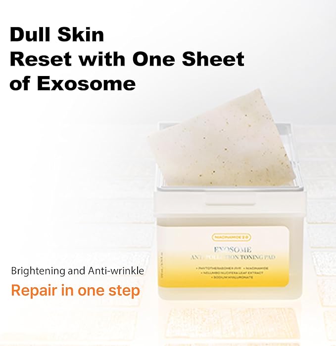 APOTHE Exosome Anti-Pollution Toning Pads with Niacinamide & Lotus – Brightening, Hydrating & Exfoliating, 60 Pads (3.38 fl oz)
