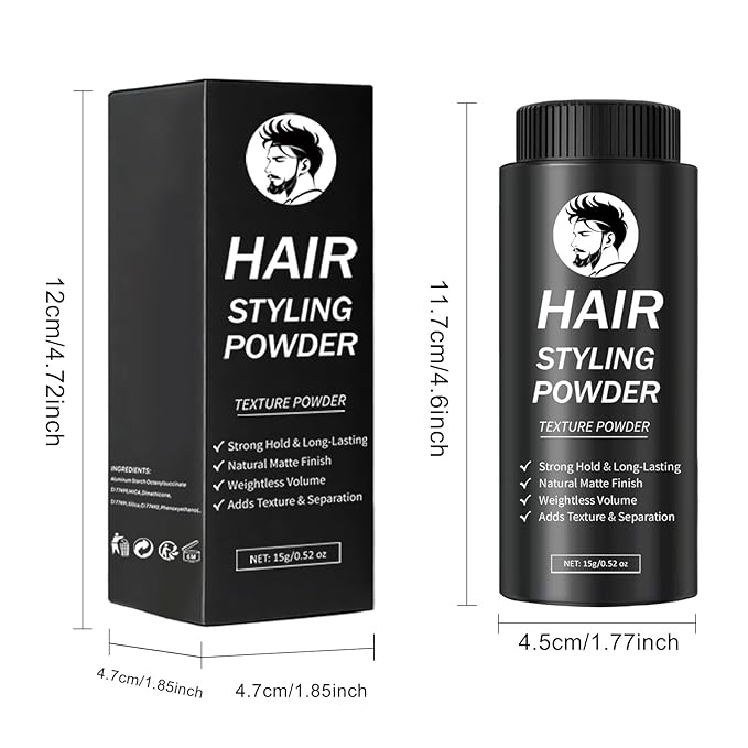 DAMUSI Hair Styling Powder for Men & Women - Volumizing and Texturizing Powder Matte Finish Natural Look Mattifying Hair Texture powder All-Day Hold 0.52 Oz