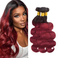 28 30 32 Inch Ombre Red Bundles Human Hair 99j Body Wave Bundles Peruvian Unprocessed Virgin Remy Hair Extensions Niegmeag 2 Tone Black and Burgundy Body Wave Bundle 300g