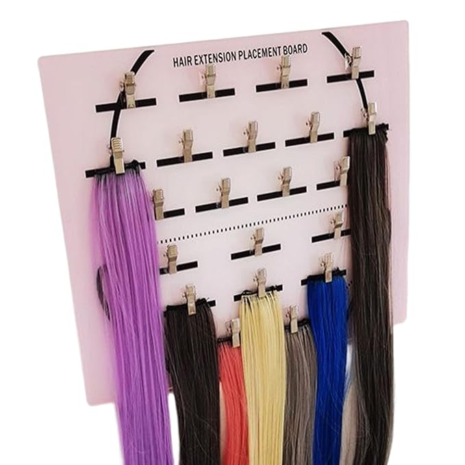 DNCG Hair Extension Holder Acrylic Board, Hair Extension Holder Board With Clip For Hairpieces, Wig Sectioning Display Grafting Plate, Hair Hanger, 1, light pink1