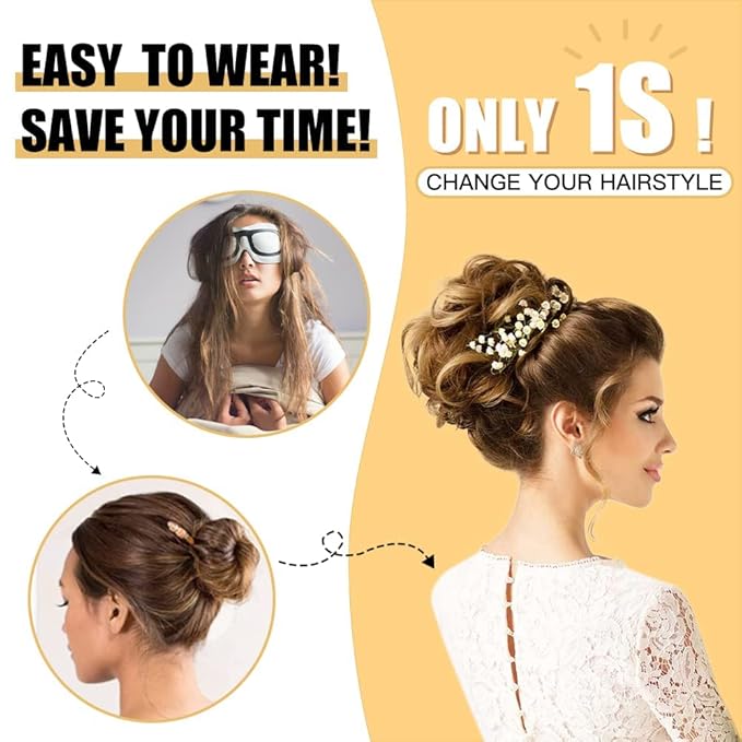 HMD Tousled Updo Messy Bun Hair Piece Hair Extension Ponytail With Elastic Rubber Band Updo Extensions Hairpiece Synthetic Hair Extensions Scrunchies Ponytail Hairpieces for Women (18t613#)