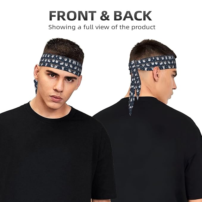 Men Women Sports Sweatband, Multi Style Elastic Head Ribbon for Sports Fitness Spa, Fashion Cute Sloth Headwear Head Accessories