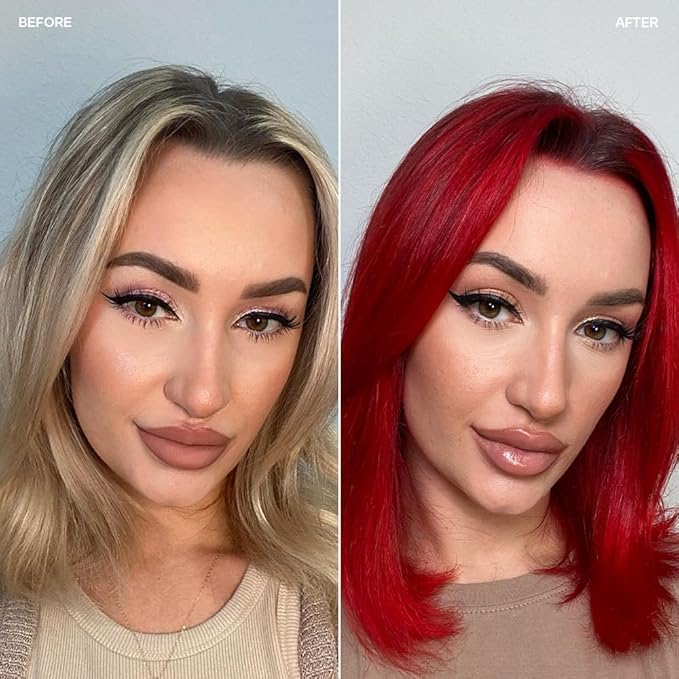 Overtone Semi Permanent Hair Color Conditioner, Extreme Red is now Ruby Red, 8 oz, Nourishing, Damage-Free, Color Depositing Mask for All Hair Types with Shea Butter & Coconut Oil, Cruelty-Free