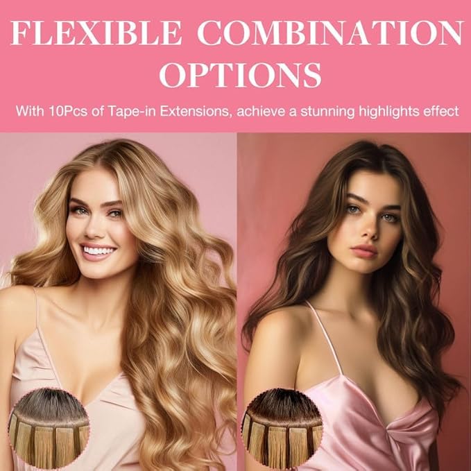 GOO GOO Tape in Hair Extensions Human Hair, 1B Natural black, 20inch 30g 10pcs, Skin Weft Seamless Invisible, Silky Straight with Thick Ends, Remy Human Hair