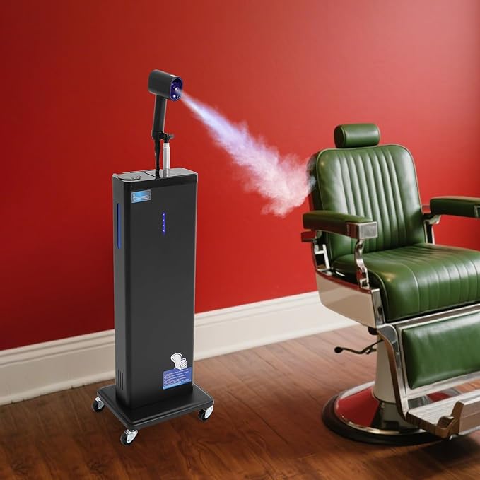 Nano Hair Steamer, 1300W Vertical Beauty Salon Hair Dryers Professional Micro-Mist Nano Hair Steamer 9-Gear Adjustable for Hair Care Hair Repair Salon Spa Equipment (Black)