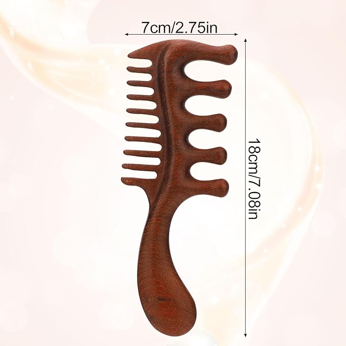 Scraping Massage Comb, Wooden Scalp Massager with Wide & Fine Tooth Scalp Relaxation Tool for Hair Caring Gift