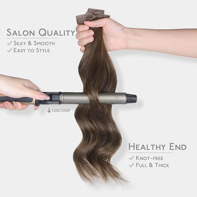 WENNALIFE Invisi Edge Tape in Hair Extensions Human Hair, 14 Inch 50g 20pcs Light Ash Brown Invisible Luxury Remy Hair Extensions Natural Seamless Injected Tape Ins Straight Extensiones De Cabello