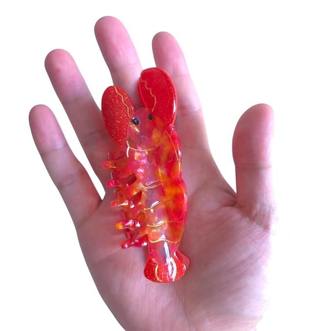 Cute Ocean Red Lobster Hair Clips,Novelty Acetate Lobster Claw Clip