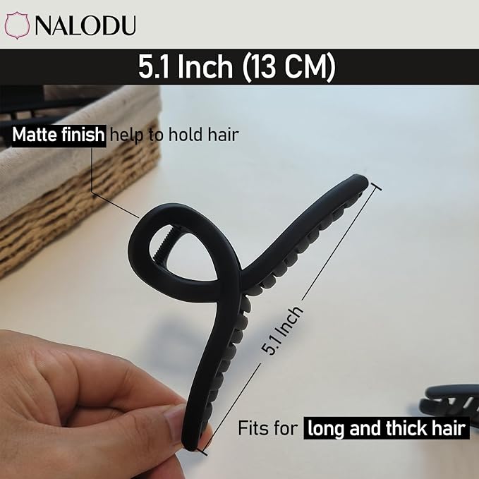5 Inch Extra Large Hair Claw Clips, 13 cm No Slip XL Hair Clips for Thick Long Curly Hair, Big Claw Clips, 7 Pack