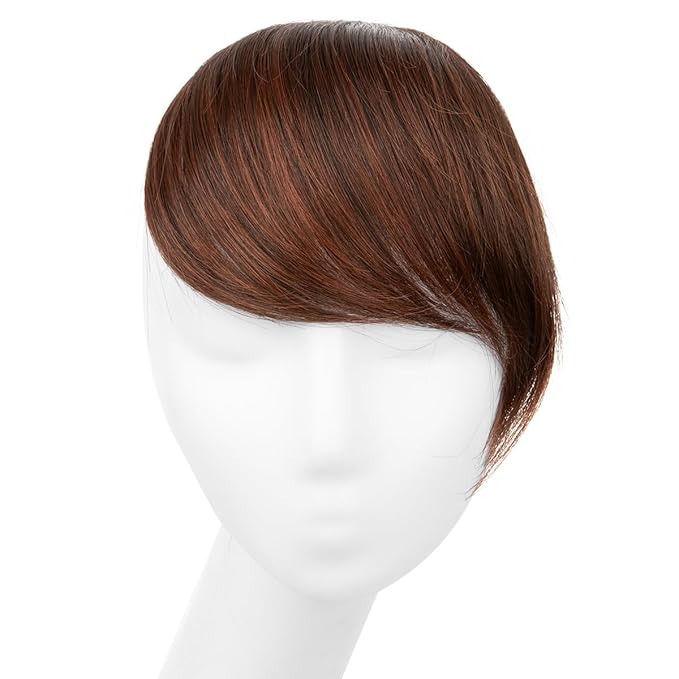 SARLA Clip in Side Bangs Extension Straight Synthetic Fake Bangs for Women One Piece Red Vino
