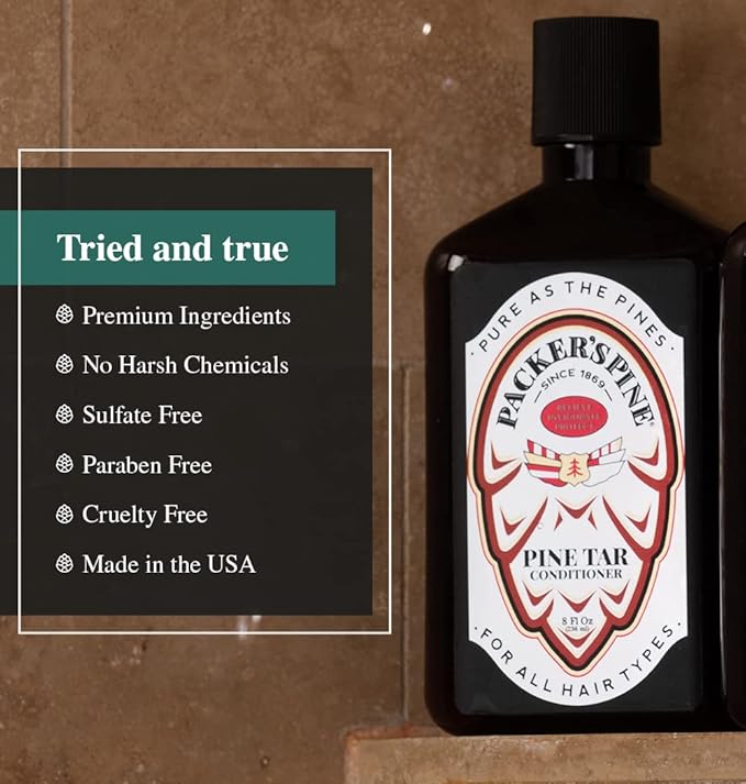 Packer's Pine Tar Hair Care Bundle: Men's Shampoo & Conditioner | Natural Pine Tar & Oils | Soothing, Adventure-Inspired Formulas for Itchy, Dry Scalp & Outdoor Relief
