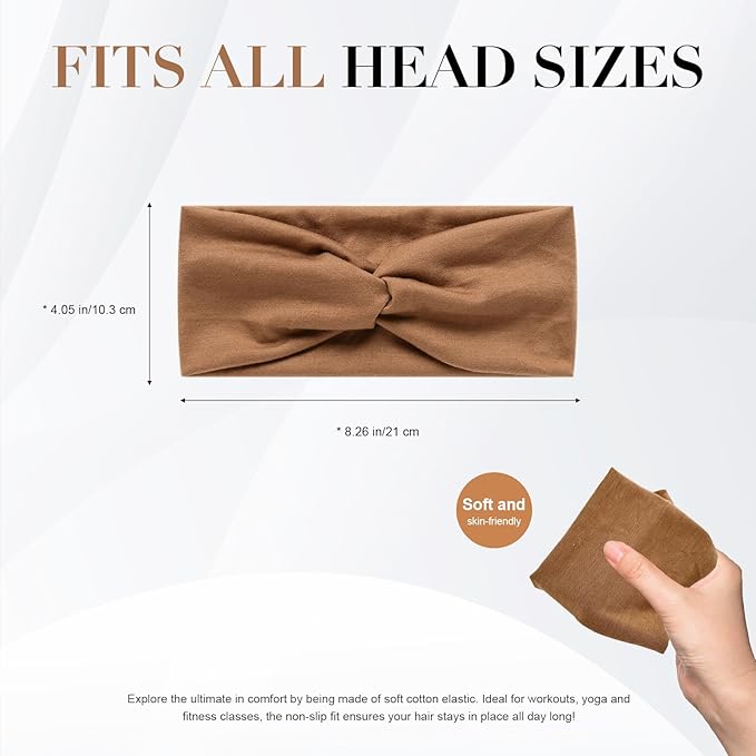 Headbands for Women Non Slip Wide 4 Pack - Stretchy Soft Workout Headbands, Yoga Hair Bands for Women, Thick Comfortable Head Wraps and Turban Style Headband