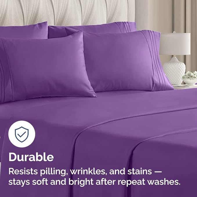 Queen Pillow Cases Set of 8 - Ultra Soft Hotel Quality Pillowcase Covers - Comfy & Wrinkle Free - Shrink, Stain & Fade Resistant - Easy-Care, Machine Washable Pillow Protectors - 8 Piece Set - Purple