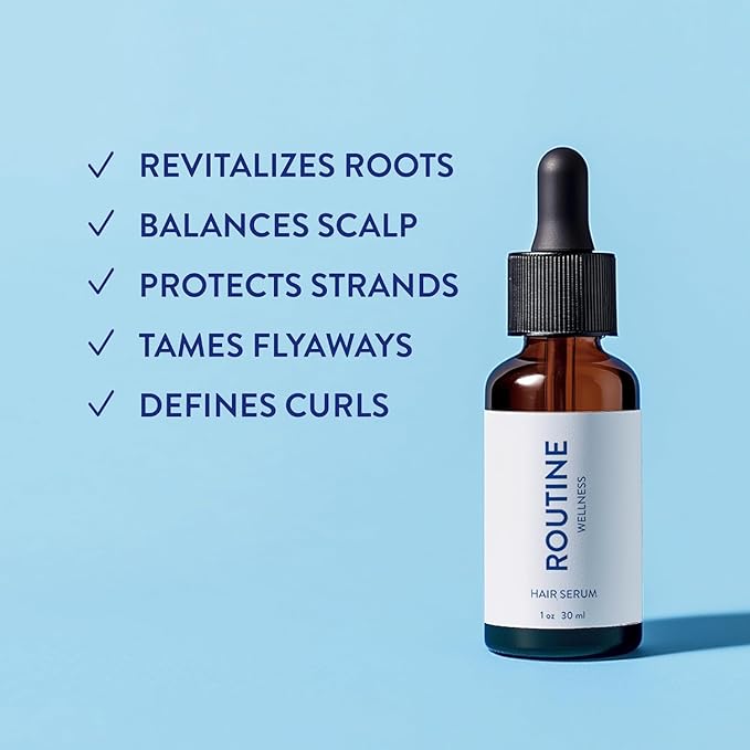 Routine Wellness Hair Treatment Serum for Thinning Hair - Plant-Based Rosemary, Tea Tree & Argan Oils Blend for Strength, Shine & Softer Hair - Clean Ingredients, All Hair Types - 30ml (Pack of 3)
