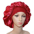VEYRNEIC Hair Satin Bonnet for Sleeping Shower Caps Silk Chemo Caps with Wide Elastic Band Night Sleep Cap Bonnets for Black Women Braids with Satin Storage Bag (Wine Red)