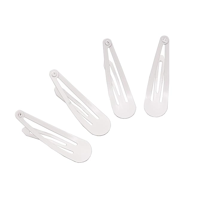 Dofash 5CM/2IN White Snap hair Clips Metal Hair Grips Hair Accessories For Women 12PCS (White)