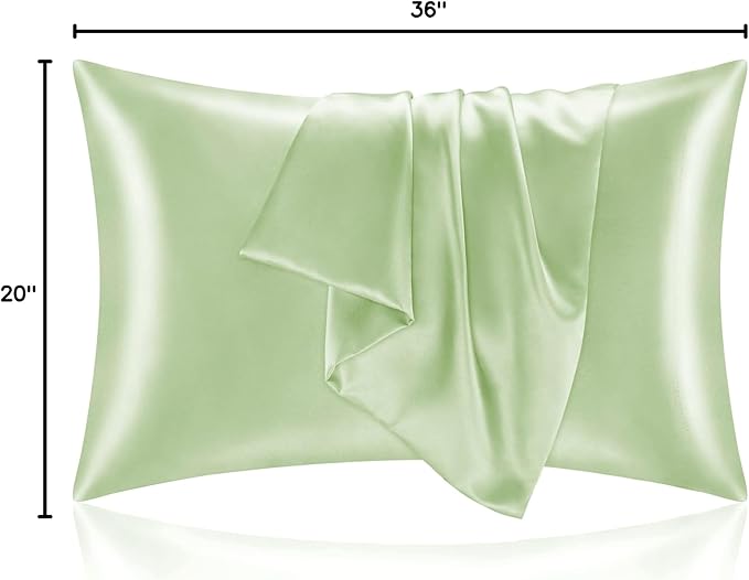 BEDELITE Satin Pillowcase for Hair and Skin, Super Soft and Cooling Similar to Silk Pillow Cases 2 Pack with Envelope Closure, Gift for Women Men(20"x36" King Size, Gleam)