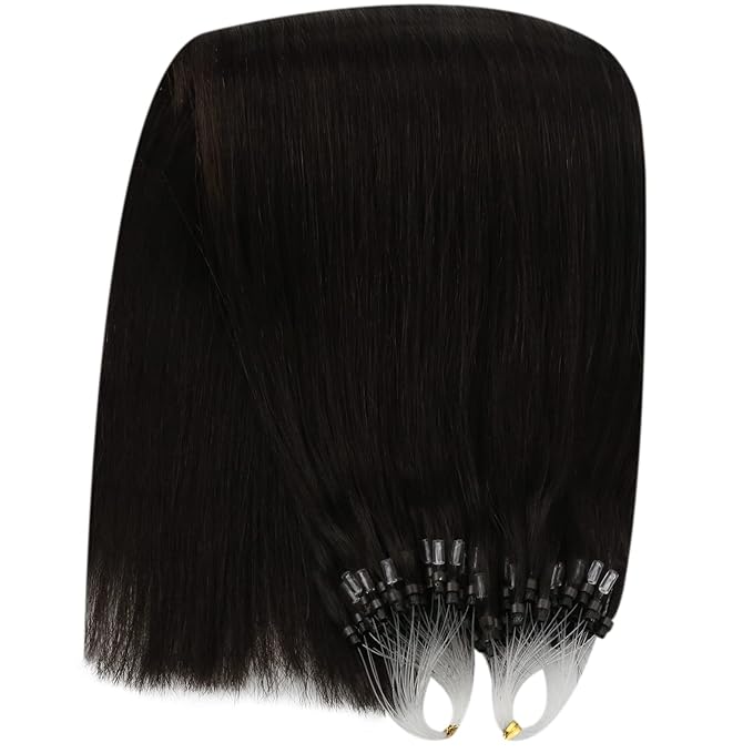 YoungSee Micro Bead Hair Extensions Real Human Hair Dark Brown Microlink Hair Extensions Human Hair Brown Beaded Hair Extension Long Hair Micro Hair Extension 24In for Date Nights 50s 50g