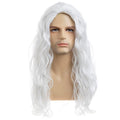 Baruisi Long Curly Wavy White Wigs for Men Synthetic Natural Party Halloween Cosplay Hair Wig，Cream White