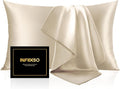 INFIIXSO Mulberry Silk Pillowcase for Hair and Skin, Silk Pillow Cases Standard Size with Hidden Zipper 20x26 Inches, Extraordinary Smooth and Soft Cooling Pillow Cases for Hot Sleepers(Beige, 1 Pack)