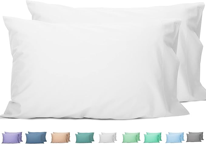 Sunflower Queen Pillowcases Set of 2, 100% Cotton Queen Pillow Cases 2, 20×30 inches Bright White, Soft and Breathable