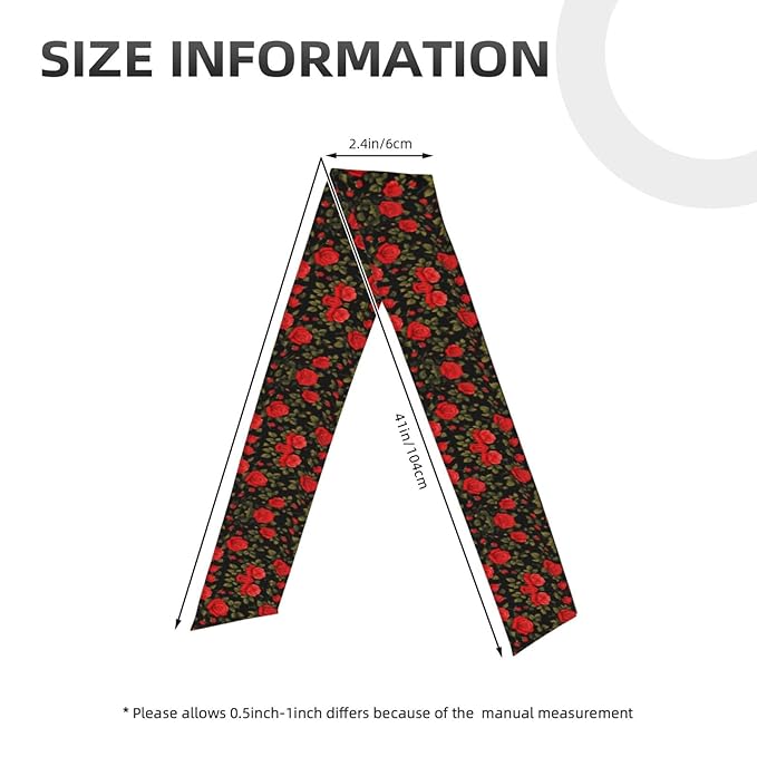Boys Girls Sports Sweatbands, Multipurpose Long Head Band for Yoga Fitness Shower, Fashion Floral Flowers Black Red Roses Headwear Head Decor