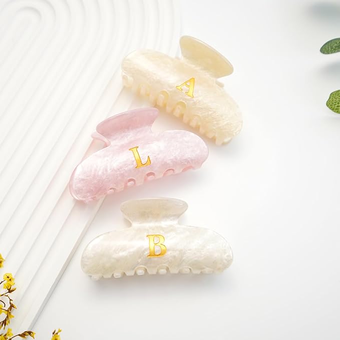 Christmas Stocking Stuffers for Women - Pink Cute Hair Claw Clips for Teenage Girls Gifts, Stocking Stuffers for Women Teens Daughter Sister Granddaughter, Christmas Birthday Gifts - Letter A