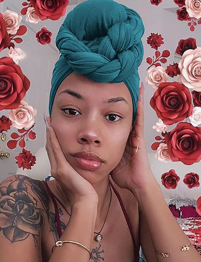 Harewom Head Wraps for Black Women Stretch Head Scarf Long African Hair Wraps Turban Headwraps Jersey Headbands