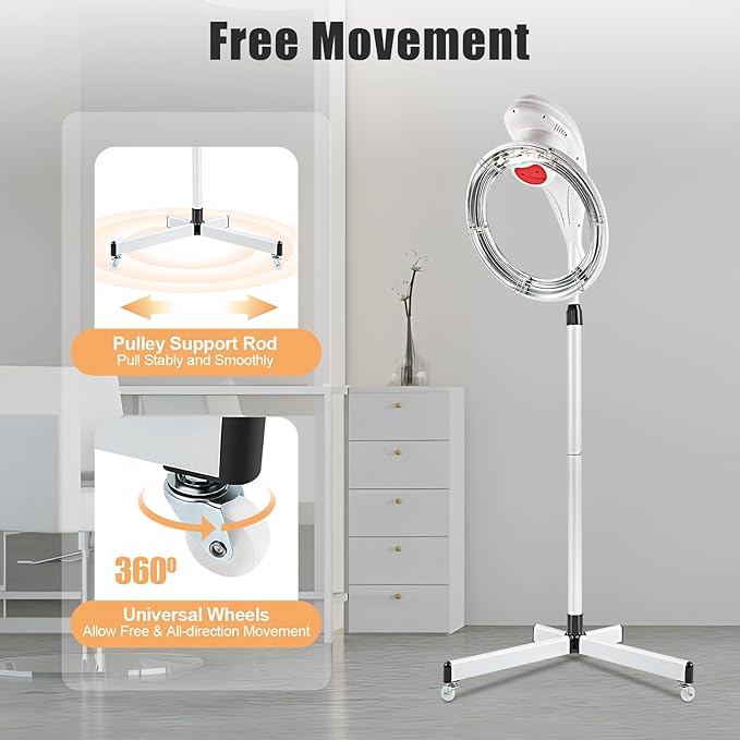 Multifunctional Portable Hooded Dryer, 3-in-1 Orbital Rotary Hair Processor, Adjustable Mobile Hair Steamer, Vertical Professional Styling Infrared Hair Dryer, for Salon Home Use, 950W