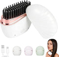 Mini Straightener, New Cordless Rechargeable Portable Hair Straightener Brush, 3-Speed Temperature Control, Anti-Scald Shell, Lightweight & Portable Travel (White)