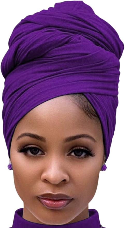 Harewom Head Wraps for Black Women Stretch Head Scarf Long African Hair Wraps Turban Headwraps Jersey Headbands