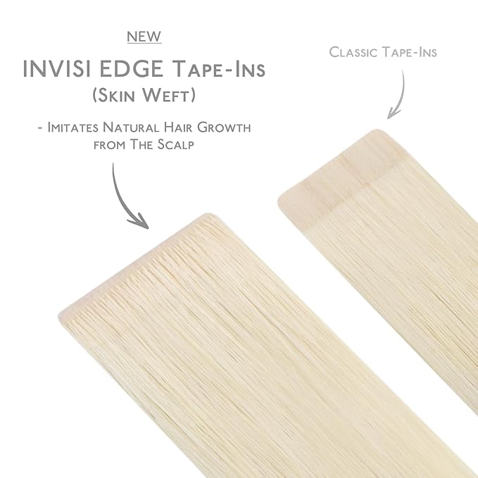 WENNALIFE Invisi Edge Tape in Hair Extensions Human Hair, 24 Inch 30g 10pcs Platinum Blonde Invisible Luxury Remy Hair Extensions Natural Seamless Injected Tape Straight Extensiones De Cabello Humano