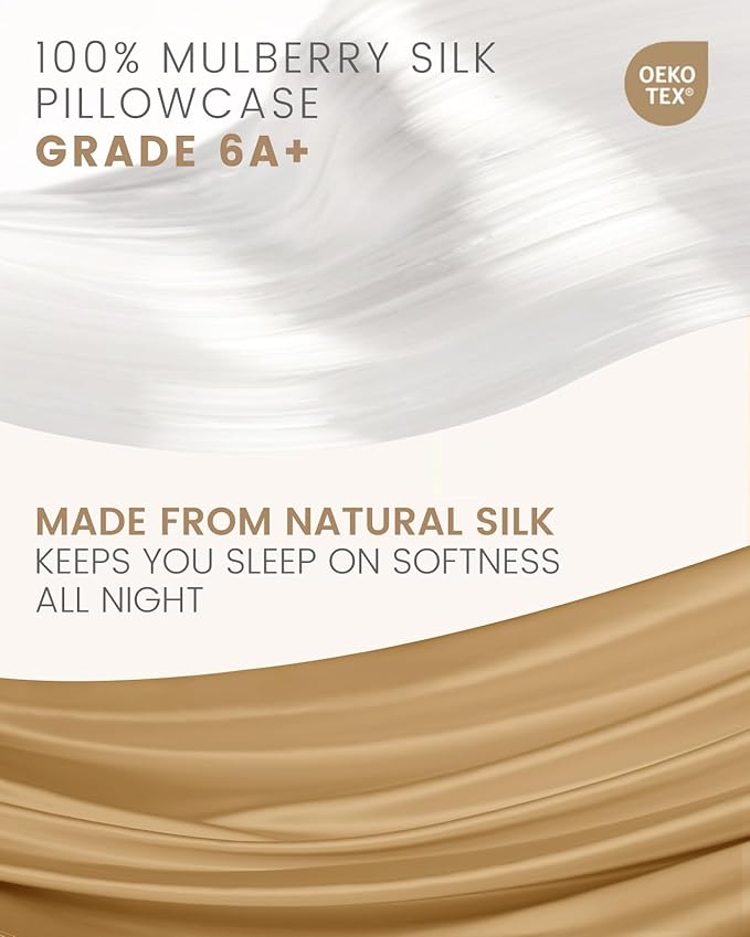 THXSILK Set of 2 100% Mulberry Silk Pillowcase for Hair and Skin Health, Natural Mulberry Silk Soft and Smooth Pillowcases with Hidden Zipper, Grade 6A+ Silk (Standard 20"x26", Metallic Gold)