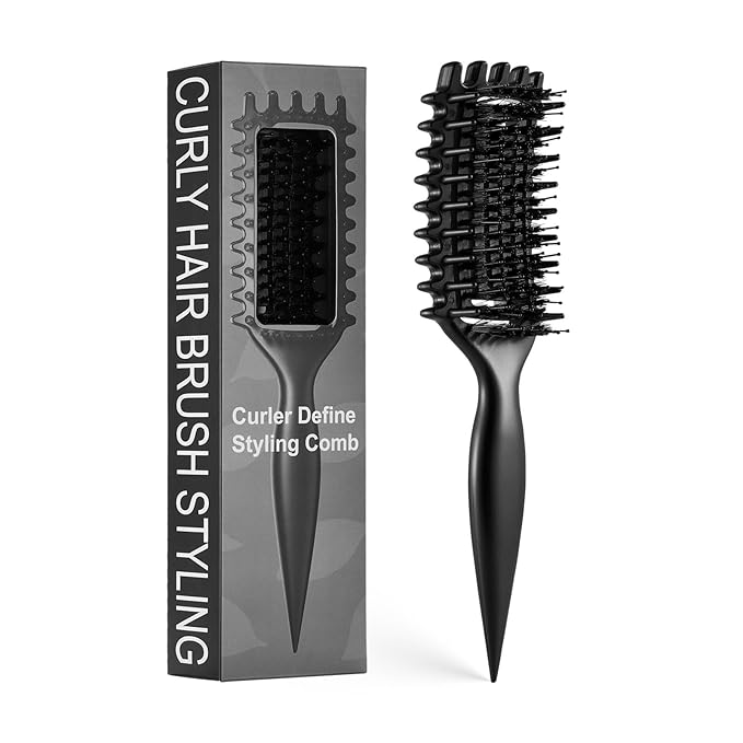 Curly Hair Brush Candybrush Curl Defining Brush for Detangling Shaping and Defining Curls for Women, Men, Wet & Dry Hair (Black)
