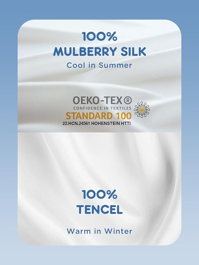 Mulberry Silk Pillowcase for Hair and Skin, SGMSILK 22 Momme Natural Silk Pillow Cases with Zipper, 6A Soft and Smooth Single Sided Pure Silk Pillow Cover (White, King 20"x36")