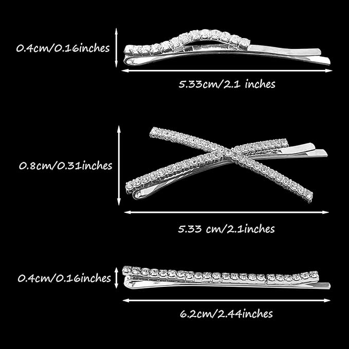 6 Pieces Delicate Bridal Hair Clips, Rhinestone Leaf Wedding Hair Pins, Crystal Bobby Pins, Silver Elegant Hairpins Jewelry Accessories Barrette for Brides Bridesmaids Flower Girls