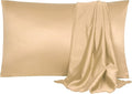 uxcell 2 Pack Silk Satin Pillowcase for Hair and Skin, Cool, Silky, Soft Breathable Pillow Cases Queen Size 20x30 Inch Sateen Pillowcase Caramel with Envelope Closure
