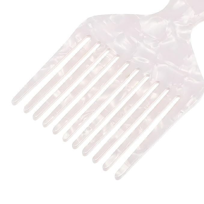 VOCOSTE Wide Tooth, Afro Hair Pick Comb, Hair Styling Tool for Men Women, Plastic, White, 4.8 Inch