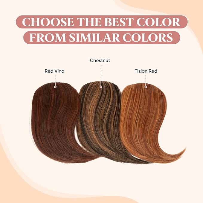 SARLA Clip in Side Bangs Extension Straight Synthetic Fake Bangs for Women One Piece Red Vino
