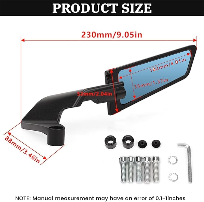 XINGWU Motorcycle Mirrors Anti-glare Stealth Mirror Adjustable Rotating Rearview Mirror Wind Wing Side Mirror for Z650 Z900 Z1000 Duke 390 790 1290 MT07 MT09 S1000 Street Bike Mirrors
