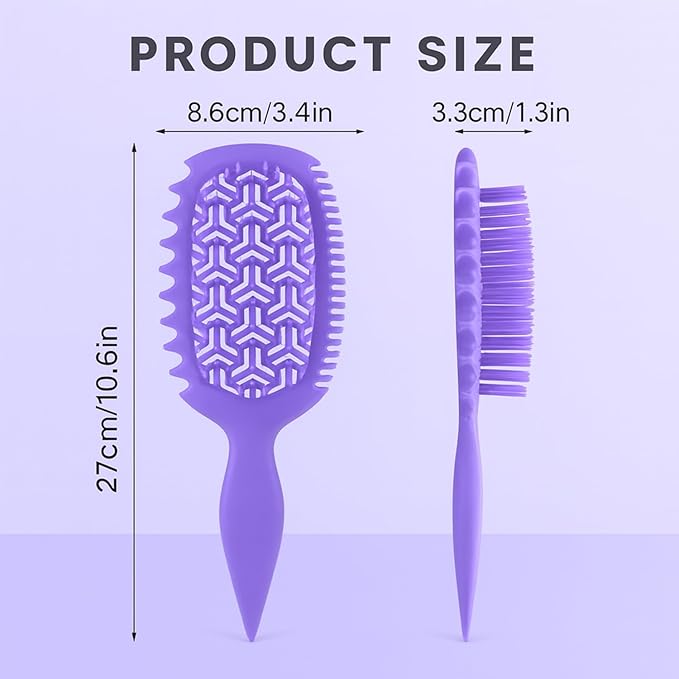 Curl Defining Brush, Vented Curly Hair Brush for Effortlessly Detangling Shaping and Styling, Candy Brush for Wet or Dry Hair Types for Women and Girl, Defining with Side Gear, Reduces Frizz (Purple)