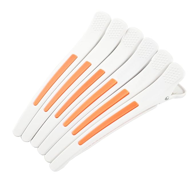 6Pcs/set Pinup Plastic Duck Bill Hair Clips for Sectioning Hair - Professional Non Slip Silicone band Clips Salon DIY Accessories Hairpins Hairgrip for Women (White-Style3)