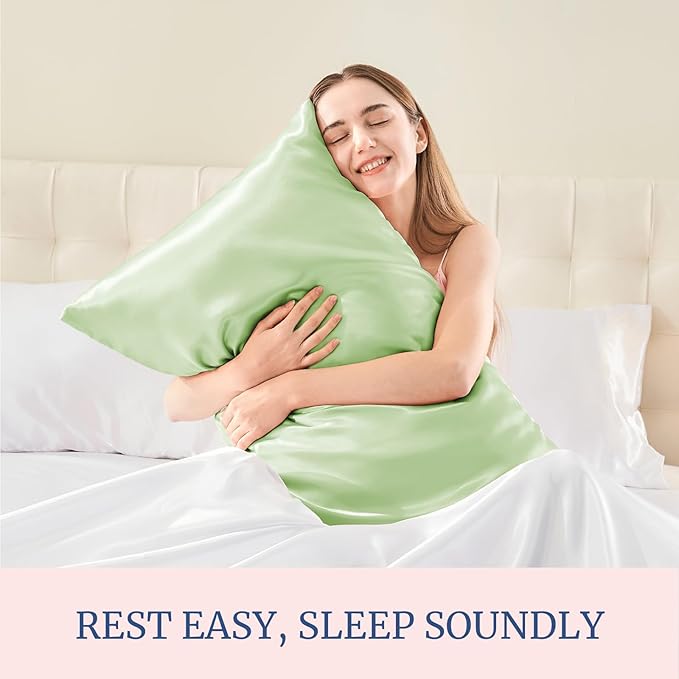 BEDELITE Satin Pillowcase for Hair and Skin, Super Soft and Cooling Similar to Silk Pillow Cases 2 Pack with Envelope Closure, Gift for Women Men(20"x26" Standard Size, Gleam)